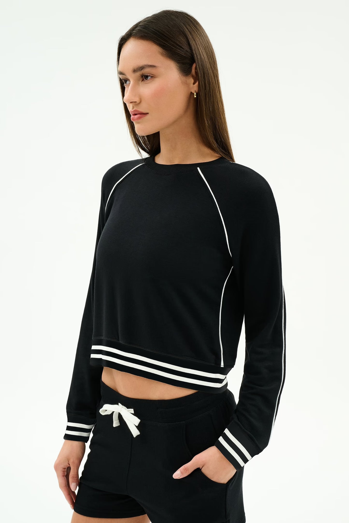 SPLITS59- BROOKS FLEECE SWEATSHIRT BLACK/WHITE