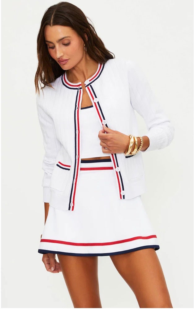 BEACH RIOT- ALLY CARDIGAN HERITAGE WHITE