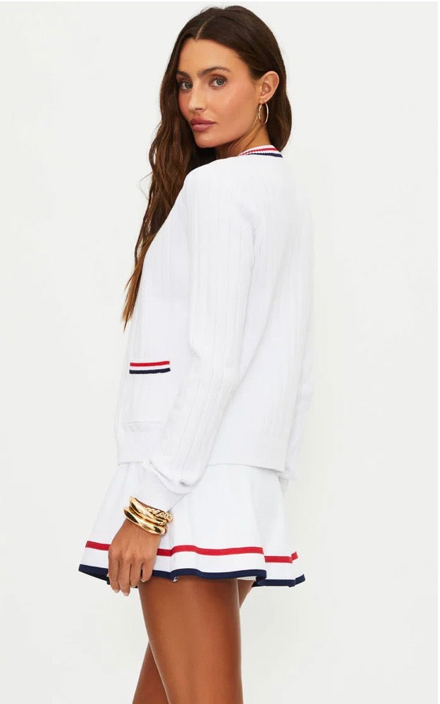 BEACH RIOT- ALLY CARDIGAN HERITAGE WHITE