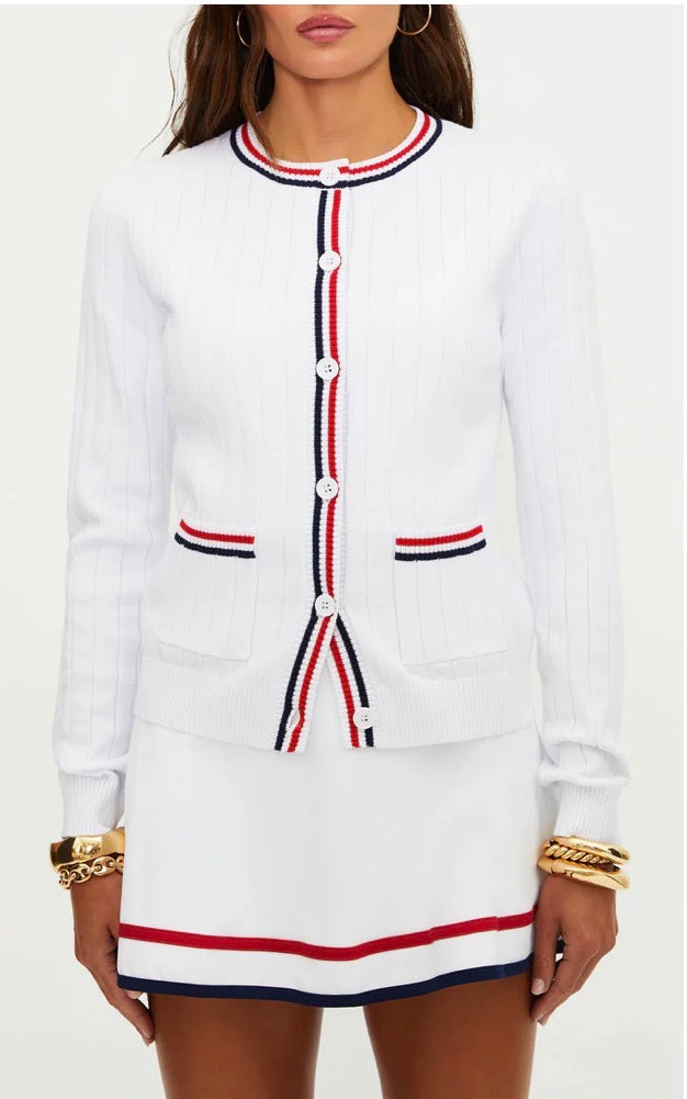 BEACH RIOT- ALLY CARDIGAN HERITAGE WHITE